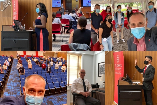 photo compilation of St. John's Law 2020 New student orientation