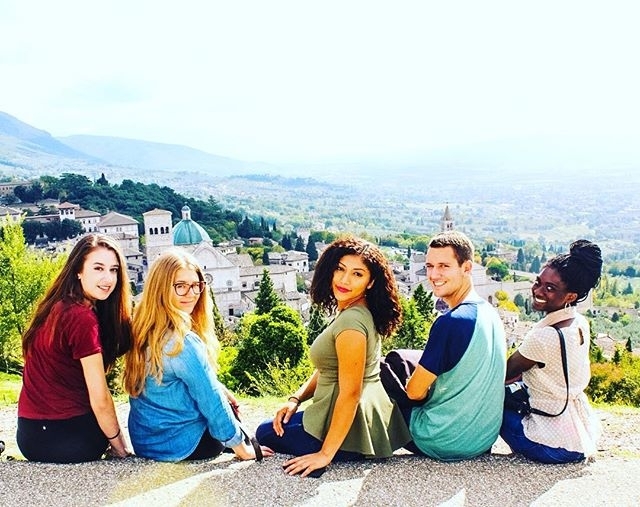 Five students in Assisi