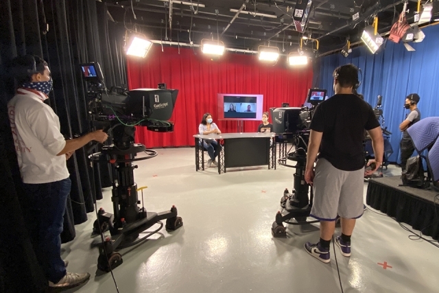 Professor Laux's TV Production class in studio
