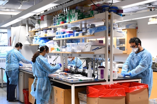People in a lab working with Covid-19 vaccine