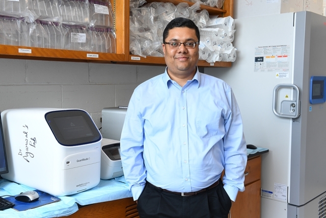 Saurabh Agarwal in the lab posing for a photo