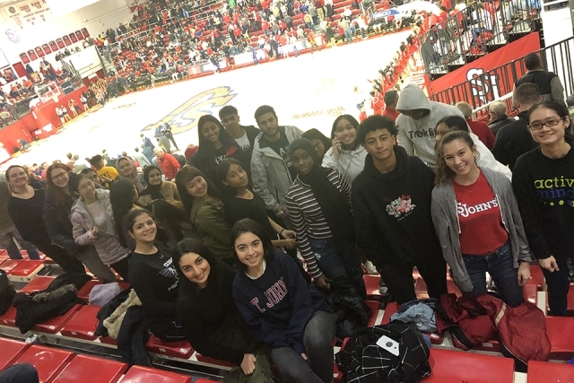 CFPP students in the stands of Carnesecca Arena
