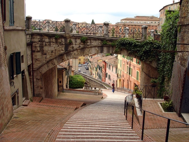 a downhill path in small Italian town