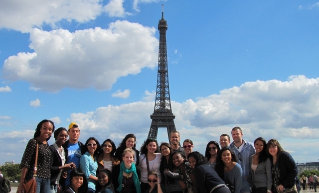 SJU group in front of the Eiffel Tower