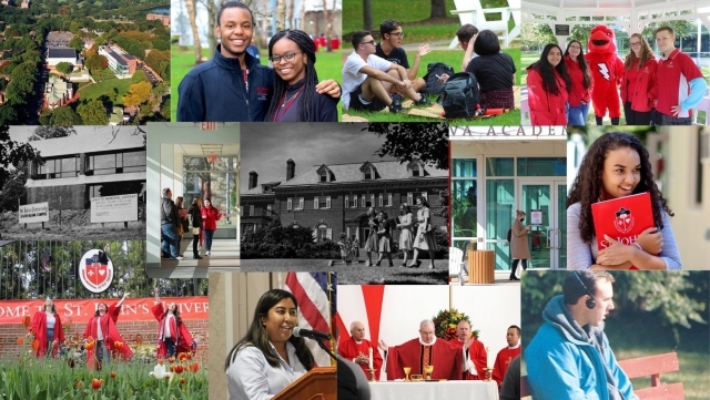 Collage of students, campus, faculty at the SJU Staten Island Campus