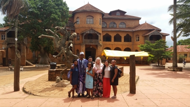 Nabil Njoya at Bamum Palace with SJU Students
