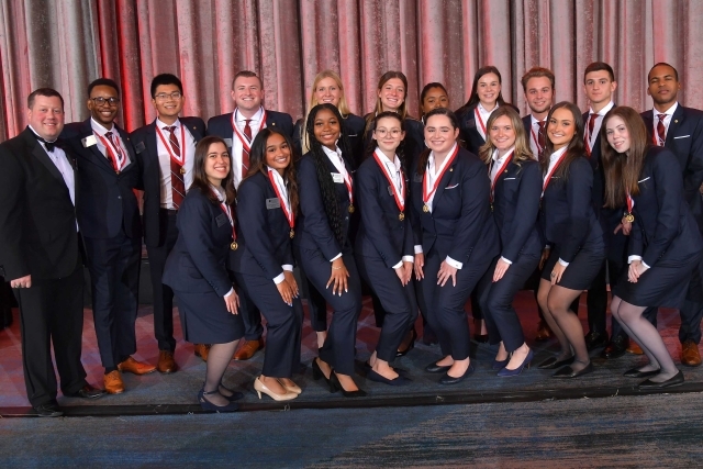 Group shot of students posing for photo