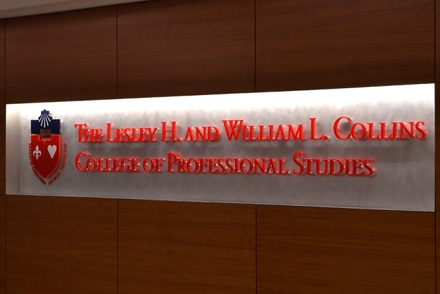 The Lesley H. and William L. Collins College of Professional Studies wall