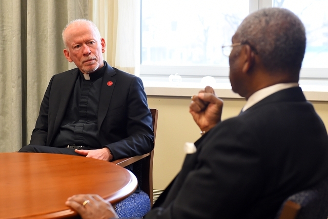 Rep. Greg Meeks Visits Queens Campus to meet with Fr. Shanley 