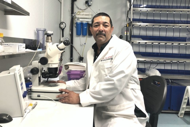 Dr. Jai Dwivedi in his lab in St. Albert's Hall