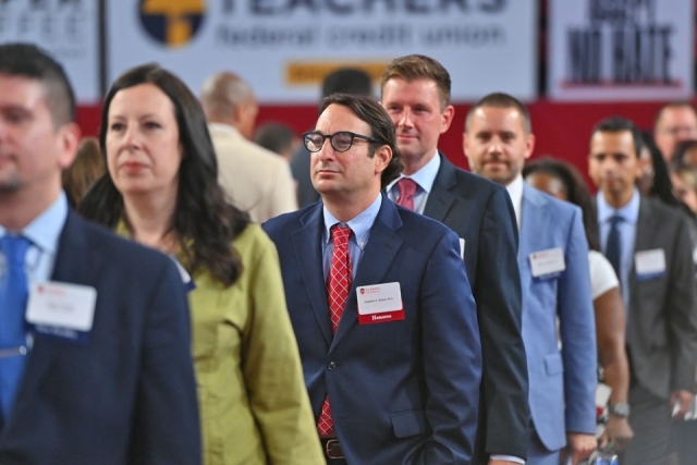 University employees lined up for convocation