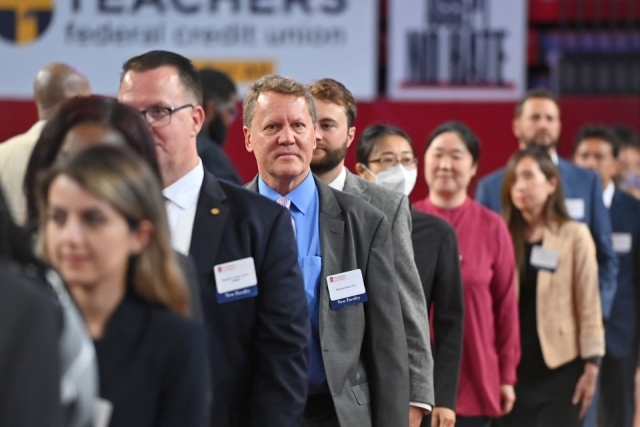 University employees lined up for convocation