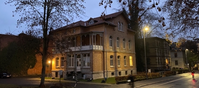 Building on University of Gottingen's campus at night