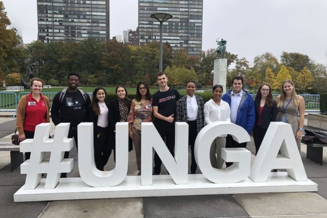 St. John's Students in front of UN General Assembly