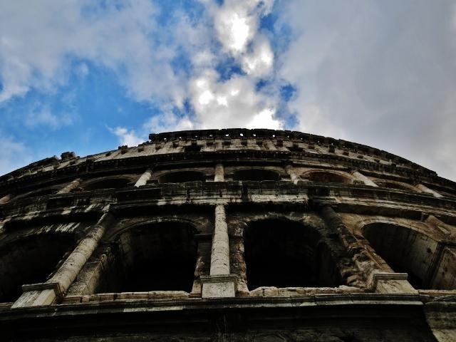 View of the Coliseum with the sky above