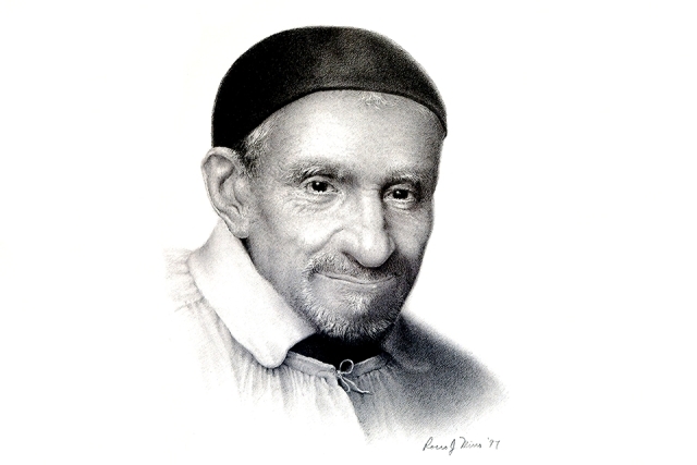 Portrait of St. Vincent de Paul drawn by Rocco Mirro