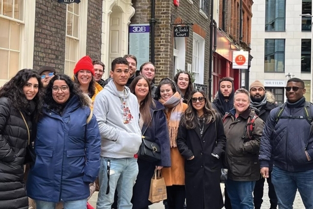 A group of St. John's Law students who are studying abroad in London, England.