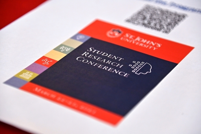Student Research Conference flyer with St. John's University logo