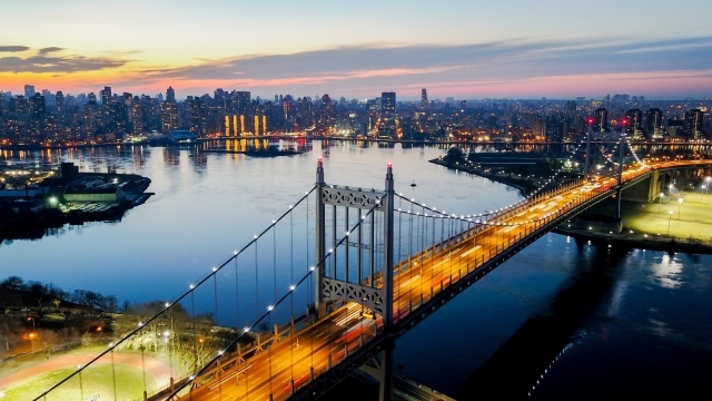 Queens, NY bridge and skyline