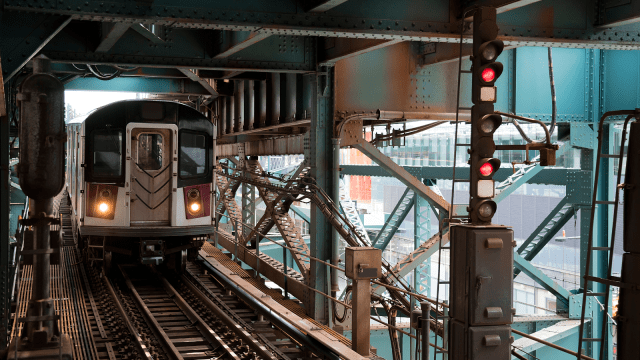 Subway train in Queens New York City 