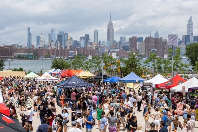 View of crowds at Smorgasburg Brooklyn in New York City