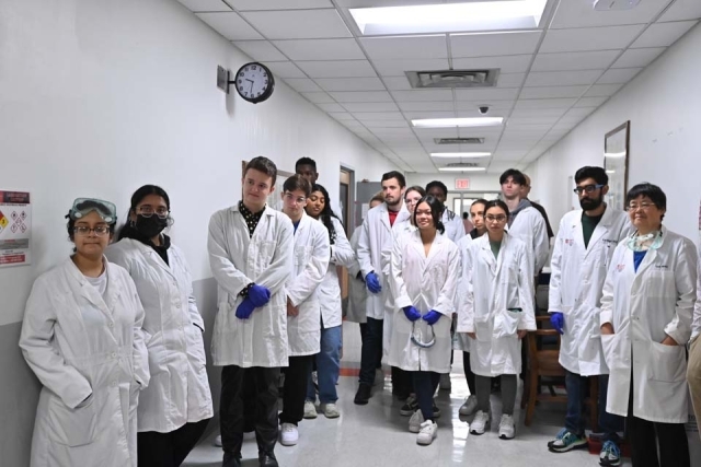 Students working in a campus lab