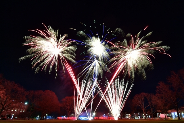 Fireworks at the St. John's Christmas tree lighting