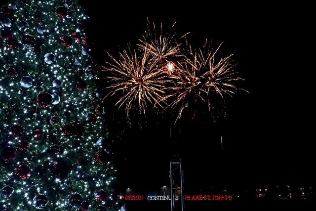 Fireworks at the St. John's Christmas tree lighting