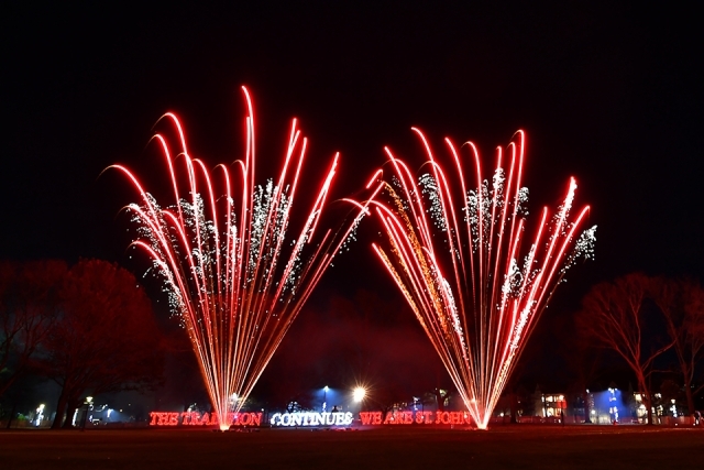 Fireworks at the St. John's Christmas tree lighting