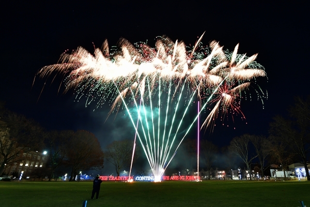 Fireworks at the St. John's Christmas tree lighting