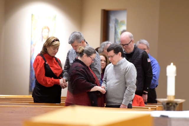 Couples gathered in church