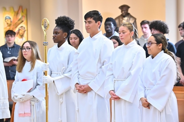 Group photo of altar servers during Mass