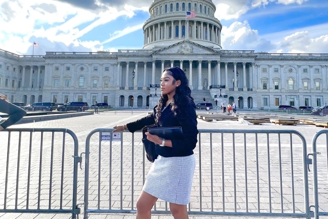 Madison King in front of the Capitol 
