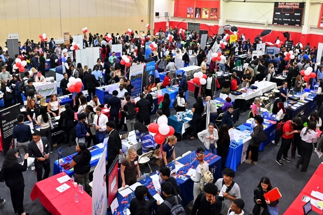 Overhead shot of Fall Career Fair 