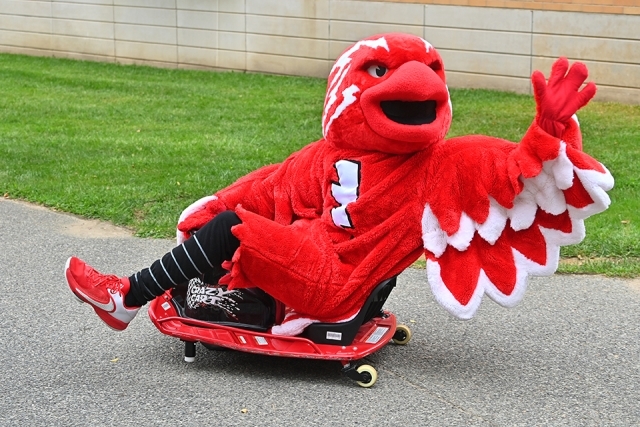 Johnny Thunderbird on a skateboard