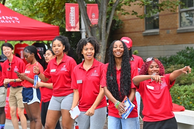 St. John's students standing outside in a group