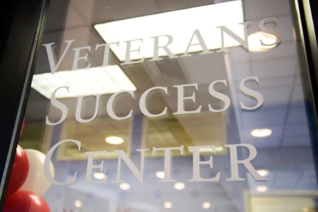 Veterans Success Center on window of office