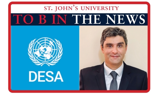 Professor Aleksandr Gevorkyan alongside UN logo