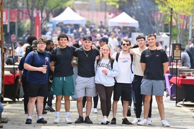 A group of students standing together at the Chartwells’ Blazing BBQ Brawl 