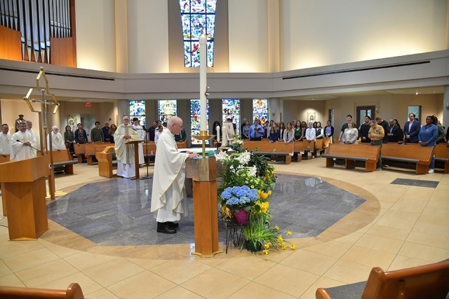 Inside of St. Thomas More Church during Mass