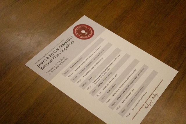 James and Eileen Christmas Business Plan Competition paper sheet