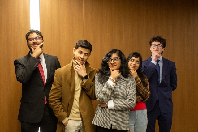 Students posing for photo at James and Eileen Christmas Business Plan Competition