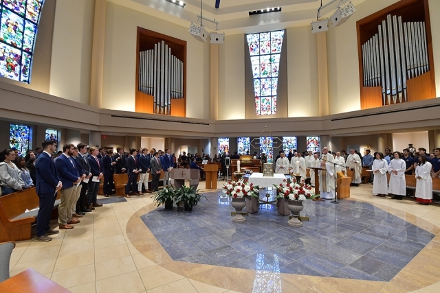 Inside St. Thoms More Church during mass