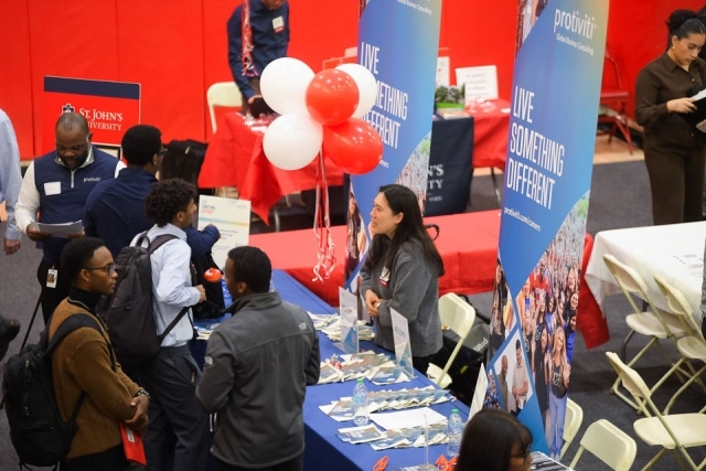 View of table with banners and balloons