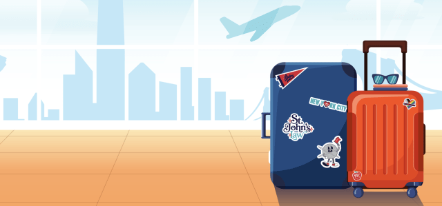 St. John's Law stickers on suitcases.