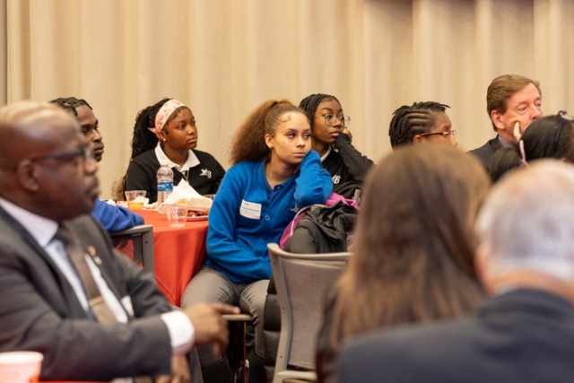 group of engaged students listening 