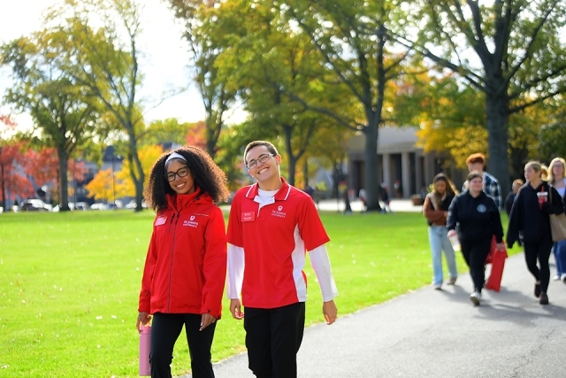 Student ambassadors walking on campus