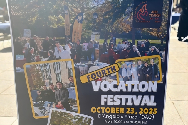 Sign showcasing the Vocational Festival at St. John's University