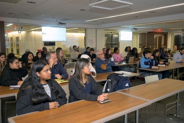 Students listening in lecture hall