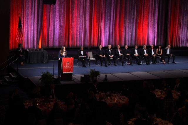 Person speaking at podium